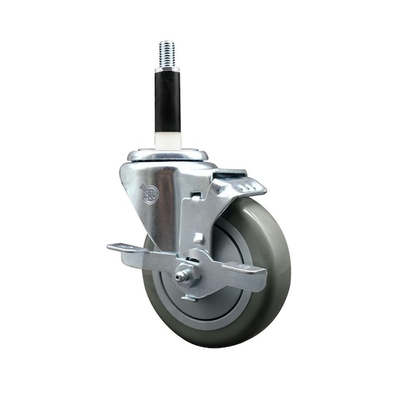 Service Caster 4'' Gray Poly Swivel 7/8'' Expanding Stem Caster with Brake SCC-EX20S414-PPUB-TLB-78 - main